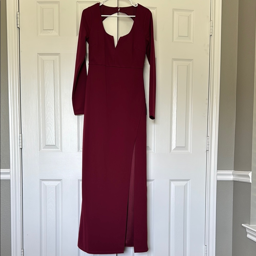 Lulus Burgundy Long Sleeve Dress